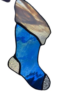 "Adorno de ventana vintage de vitral Navidad Suncatcher 7"" escoria azul" Foto 1 de 4