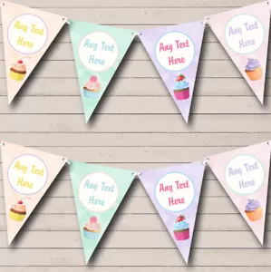 Cakes Cupcakes Baking Pastel Personalised Childrens Party Bunting - Picture 1 of 1