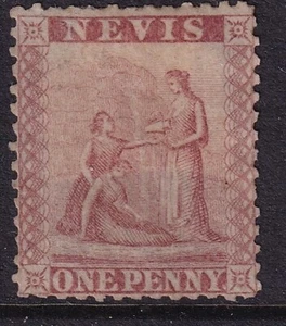 NEVIS-1862 1d Dull Lake Sg 1 MONTADO COMO NUEVO - Imagen 1 de 2