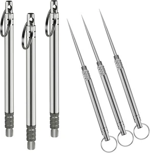 3 Stück Tragbare Titan-Zahnstocher, Metalltasche, Zahnstocher, Edelstahl, Wieder - Bild 1 von 6