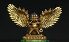 7.4&#39;&#39; Old Tibet Purple Bronze Gold Fly Winged Garuda Bird Wing Buddha Statue