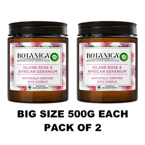 2 x Botanica by Air Wick Candle – Island Rose & African Geranium – 500g Each - Picture 1 of 3