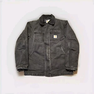 VTG Carhartt Jacket Mens Large Black Union Made Quilt Lined Work IRR Distressed - Imagen 1 de 11