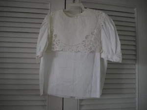 Handmade Paper White Girls Battenberg Lace Blouse Size 10 Ivory NOS - Picture 1 of 9