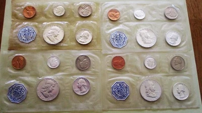 LOT OF 4 SILVER PROOF SETS. 1956-1960-1961-1963. NO ENVELOPES. IN CELLO. - Image 1 of 4