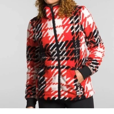 Chaqueta de cabina polar XL para mujer The North Face roja a cuadros cremallera completa Campshire Foto 1 de 4