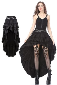 Dark In Love Women Black Gothic Punk Rivet Belt Adjustable Waist High-Low Skirt - Bild 1 von 24