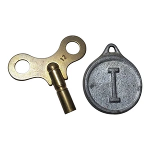 Antique Ingraham 50g Pendulum Bob & Key Mantel Clock Replacement Parts - Picture 1 of 2