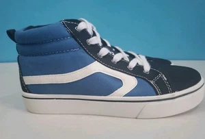 Youth Sz 4 High Top Sneaker Blue Lace Canvas Wonder Nation Kids School Shoe - Picture 1 of 12
