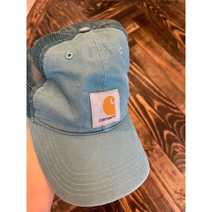 Carhartt Trucker Adjustable Snap Back Hat Summer Fishing Outdoor Teal Blue - Picture 1 of 10