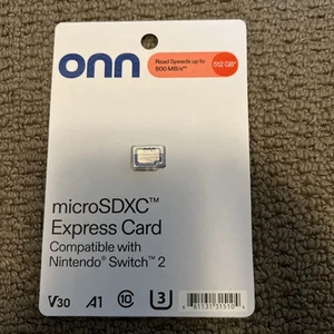 Onn 512GB Micro SD Express Card Nintendo Switch 2, nuova sigillata a portata di mano, spedizione immediata - Foto 1 di 3
