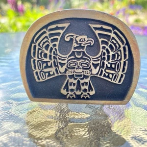 Kwakiutl Eagle Rainbow Metals Tribal Art Totem Eagle Solid Bronze Belt Buckle - Picture 1 of 5