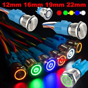 12mm-22mm LED Metal Push Button Switches IP66 3V-220V Momentary/Latching Switch - Picture 1 of 24
