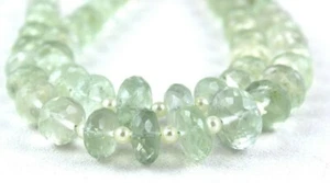Natural Green Amethyst Gemstone 7" Long Strand Faceted Rondelle Size 8-11 MM - Picture 1 of 5