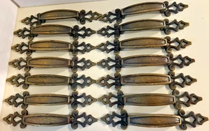 14 Vintage Drawer Cabinet Pulls Knobs Handles Brass Hardware 7” long 3" center - Picture 1 of 4