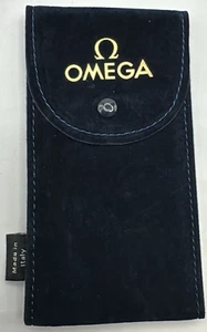 Pochette per orologi Omega velluto 7x14cm pattina interna blu logo oro giallo - Imagen 1 de 3