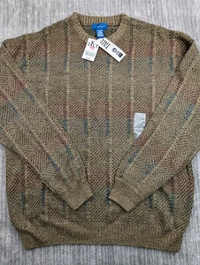 NEW VTG Towncraft Geometric Sweater Mens 2XLT Grandpa Acrylic Crewneck Textured - Picture 1 of 12