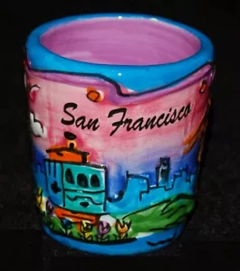 VINTAGE Ceramic SAN FRANCISCO CUP Hand Painted 2" - Picture 1 of 7
