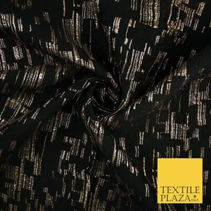 Black and Gold Barcode Stripes Retro Geometric Textured Brocade Fabric 9910 - Picture 1 of 4
