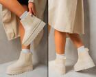 Fluffy Platform Sole Chelsea Faux Fur Lined Ankle Boots