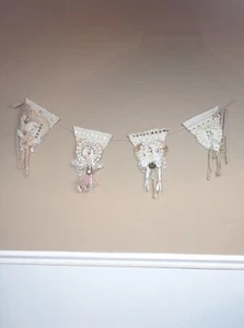 Handmade Victorian Shabby Chic Romantic Garland Bunting Banner Cream Beige Mauve - Picture 1 of 15