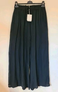 Hecho en Italia Lagenlook Pantalones de Algodón Elastizados Cintura Bolsillos Talla Única UK 10-14 - Imagen 1 de 13