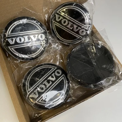 4PC SET OF 4 FOR VOLVO BLACK CENTER WHEEL HUB CAPS COVER RIMS 3546923 BLACK Foto 1 de 4