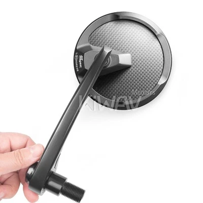 Espejos retrovisores redondos mate negro fibra de carbono Mamba se adapta a Yamaha SMAX TMAX530 Foto 1 de 4