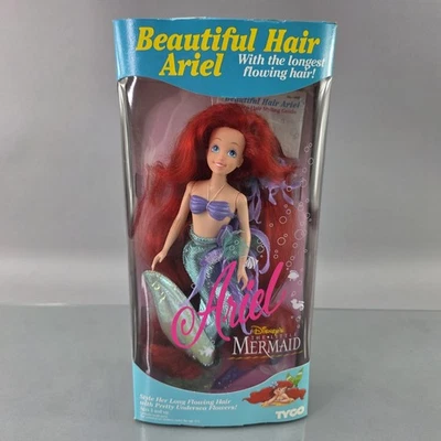 TYCO 小美人鱼美丽头发爱丽儿娃娃套装 #1802 迪士尼复古 1992 全新 — 第 1/4 张图片