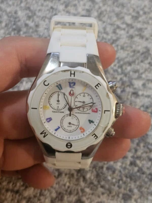 Michele Large Tahitian Jelly Bean Carousel Watch White/Silver (Rainbow Numbers). - image 1 of 4