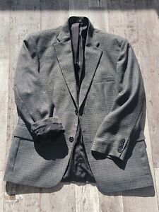 40S Men's Haggar Blazer Gray Houndstooth Wool Blend 2 Button Sport Coat