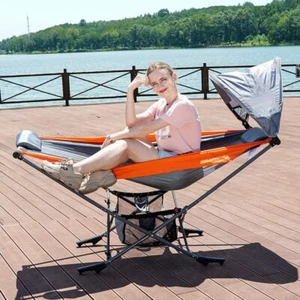 Outdoor Camping Hammock With Stand Portable Folding Hammock For Beach Camping - Picture 1 of 7