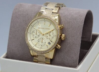 RELOJ NUEVO AUTÉNTICO MICHAEL KORS RITZ ORO CRISTAL CRONÓGRAFO MUJER MK6597 Foto 1 de 4