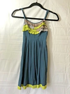 Kimchi Blue, Teal and Yellow Size XS Ruffled Breast Spaghetti Strap Tunic/Dress - Picture 1 of 7