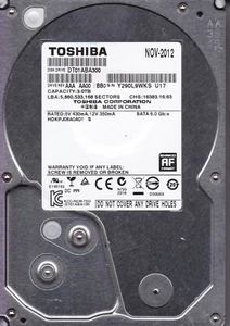Toshiba DT01ABA300 / HDKPJ08A0A01 S Rev AAA AA00/BB0 3TB SATA 3.5" Nov 2012 6310 - Picture 1 of 2