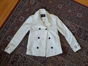 Comme Ca Commune White Double Breasted Peacoat Cotton Blend Medium Japan - Picture 1 of 7