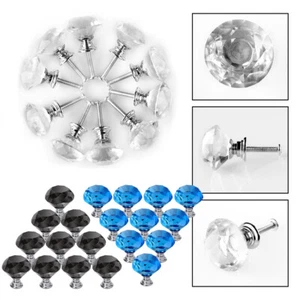 30mm Crystal Glass Cabinet Dresser Knob Diamond Drawer Door Knobs Pull Handles - Picture 1 of 44