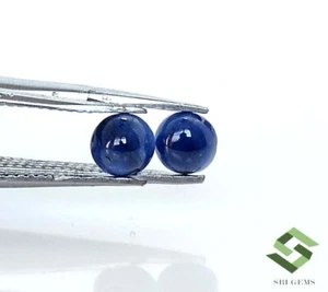 Certified Natural Blue Sapphire 4.25 mm Round Cabochon Pair 0.84 CTS Loose Gems - Picture 1 of 8