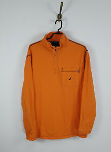 Nautica Sweatshirt Pullover 1/4 Zip Orange Cotton Men Size: M