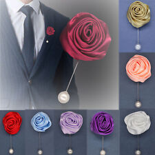 Extra Large Rose Lapel Flower Boutonniere Stick Brooch Pin Suit Tie #6A Pearl