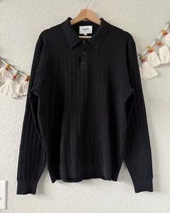Maglione Wax London maglia verticale Oban Polo Henley maglia top preppy golf casual L - Foto 1 di 12
