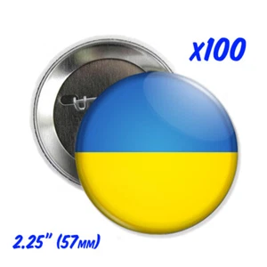Lote de 100 x 2,25" BOTONES DE BANDERA UCRANIANA insignia de pin ucraniano contra la guerra al por mayor - Imagen 1 de 2