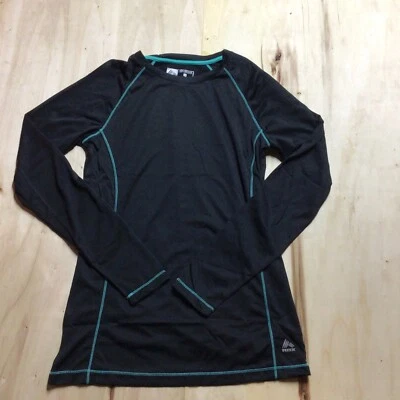 NUEVO CON ETIQUETAS RBX Camisa Manga Larga Rendimiento Activo Top Talla S Pequeña Negro Verde azulado Borde G1 Foto 1 de 4