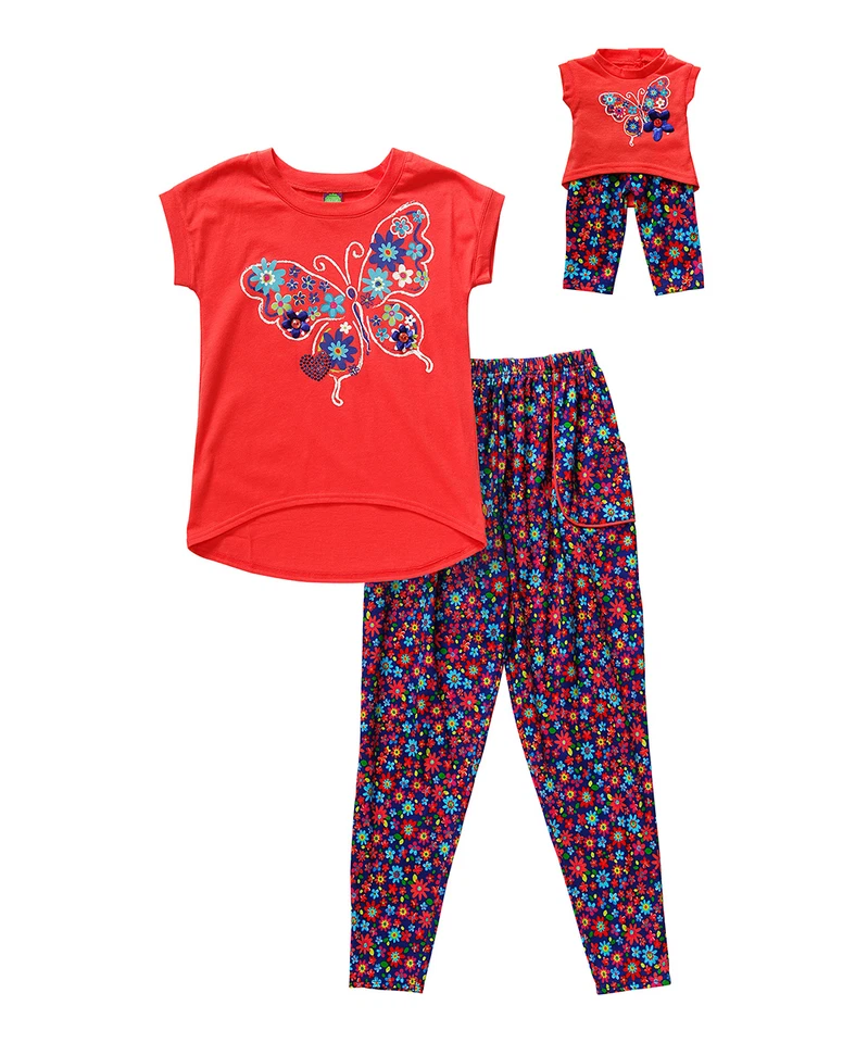 Muñeca Dollie & Me Girl 4 10 y 18" a juego coral floral traje American Girl Foto 1 de 1