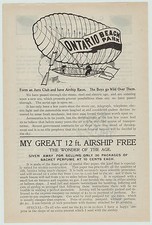 xRARE 1900 Early Airship Advertising Flyer Nichols Ontario Beach Chili NY