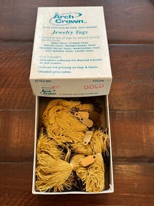 Vintage Arch Crown Inc Classic Gold Jewelry Tags On String Style 907 Unused Tag - Picture 1 of 5