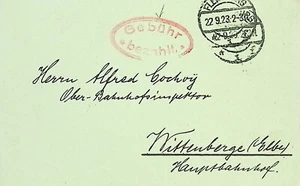 DR Infla Gebühr bezahlt Flensburg 22.9.23 ovaler Stempel (B-9076) - Picture 1 of 1