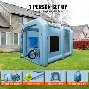 Inflatable Spray Booth Car Paint Tent 13x10x9ft 950W Filtered Blower System - Picture 1 of 7