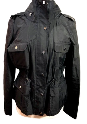 BURBERRY LONDON 黑色雨衣 多口袋 隐藏衣 尺寸 W L — 第 1/4 张图片