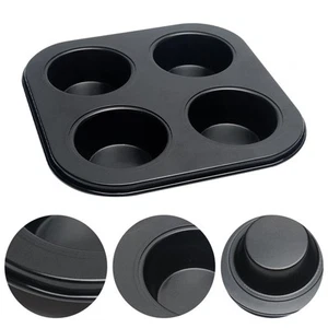 4 Cup Muffin Pan Mold - Non-Stick Cupcake Baking Tray/Tin - Carbon Steel Cake... - Picture 1 of 7